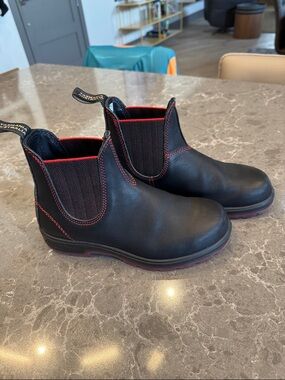Blundstone Black Boots with Red Accents
